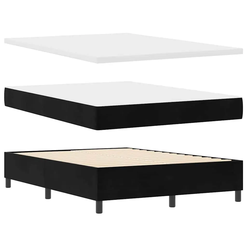 Box Spring Bed Adjustable Headboard 152 x 203 cm Black White Medium Firm