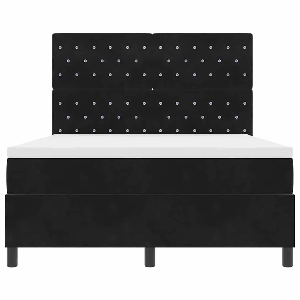 Box Spring Bed Adjustable Headboard 152 x 203 cm Black White Medium Firm