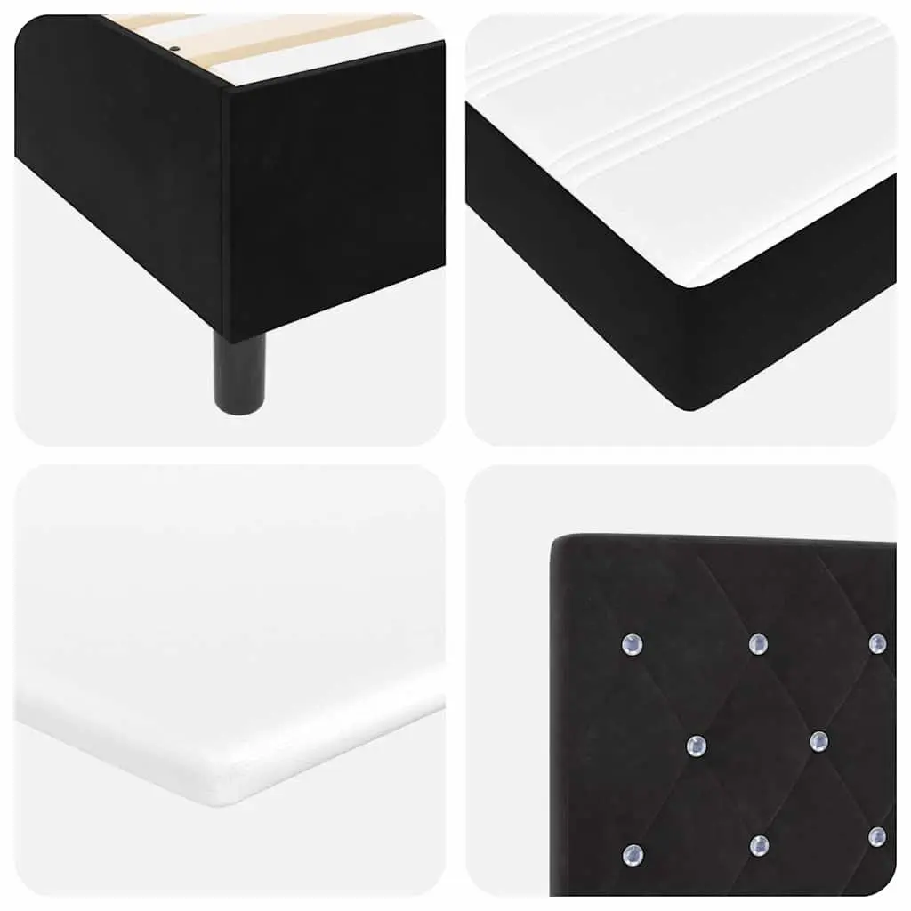 Box Spring Bed Adjustable Headboard 152 x 203 cm Black White Medium Firm