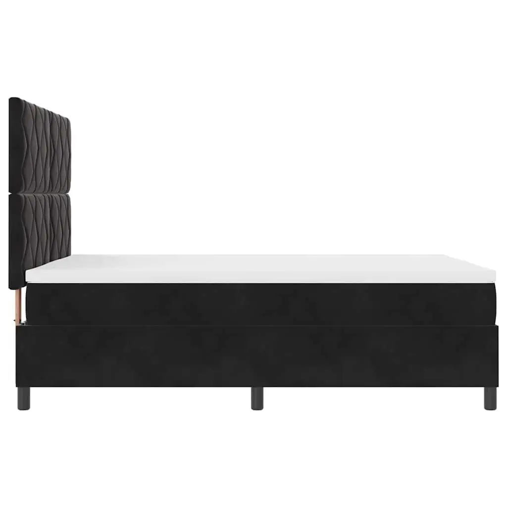 Box Spring Bed with Adjustable Headboard Black White 137 x 187 cm Medium-Firm