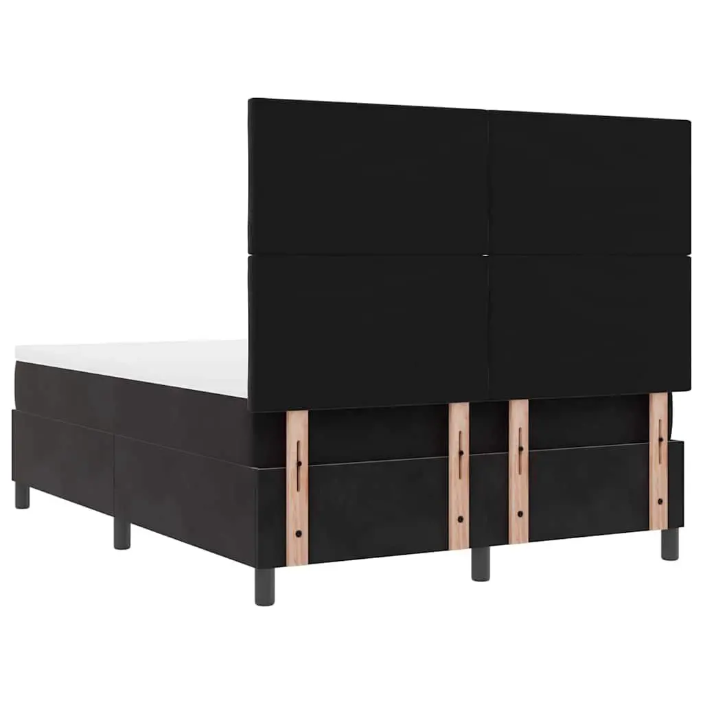 Box Spring Bed with Adjustable Headboard Black White 137 x 187 cm Medium-Firm