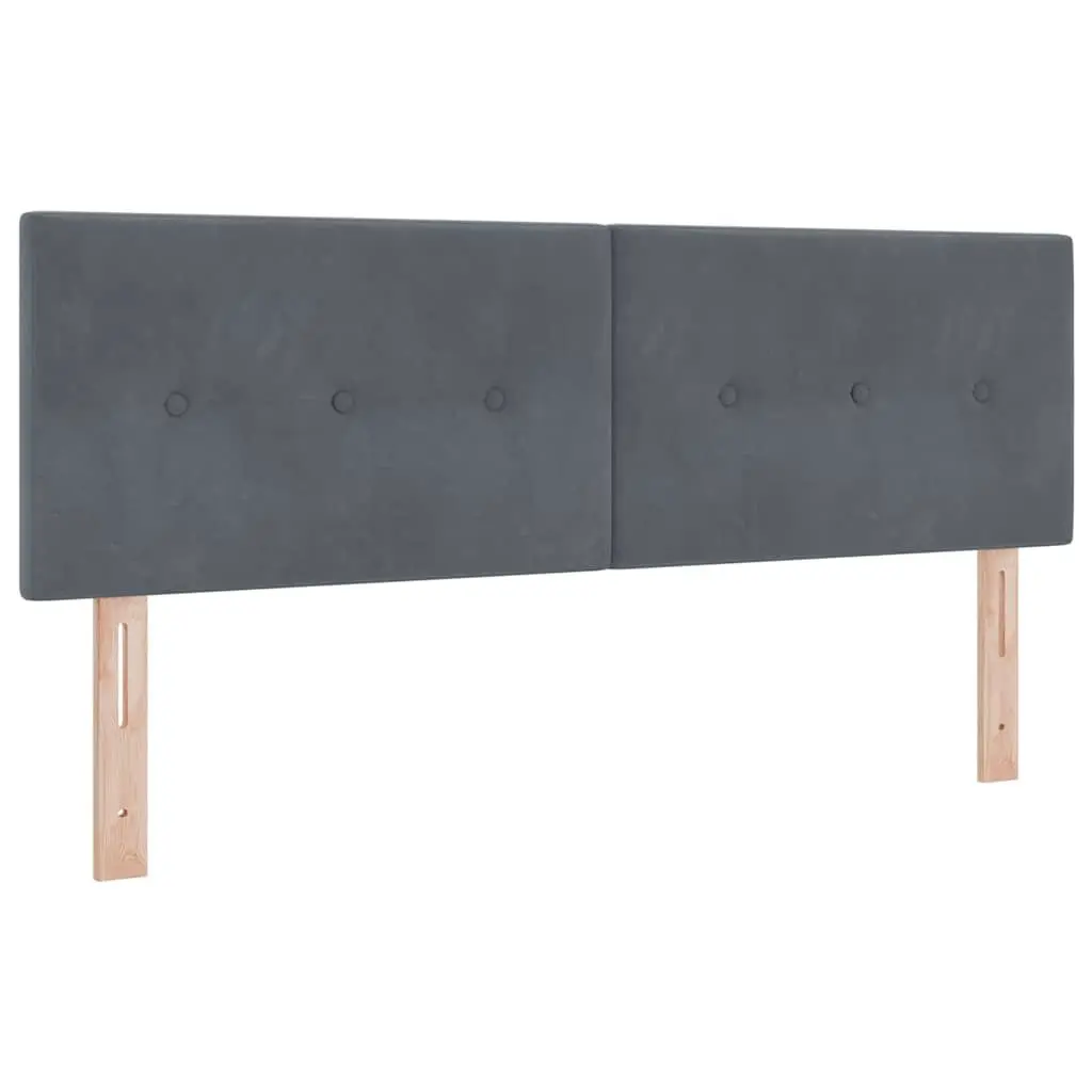 Box Spring Bed Dark Grey White Fabric 152x203cm Adjustable Headboard LED Lights