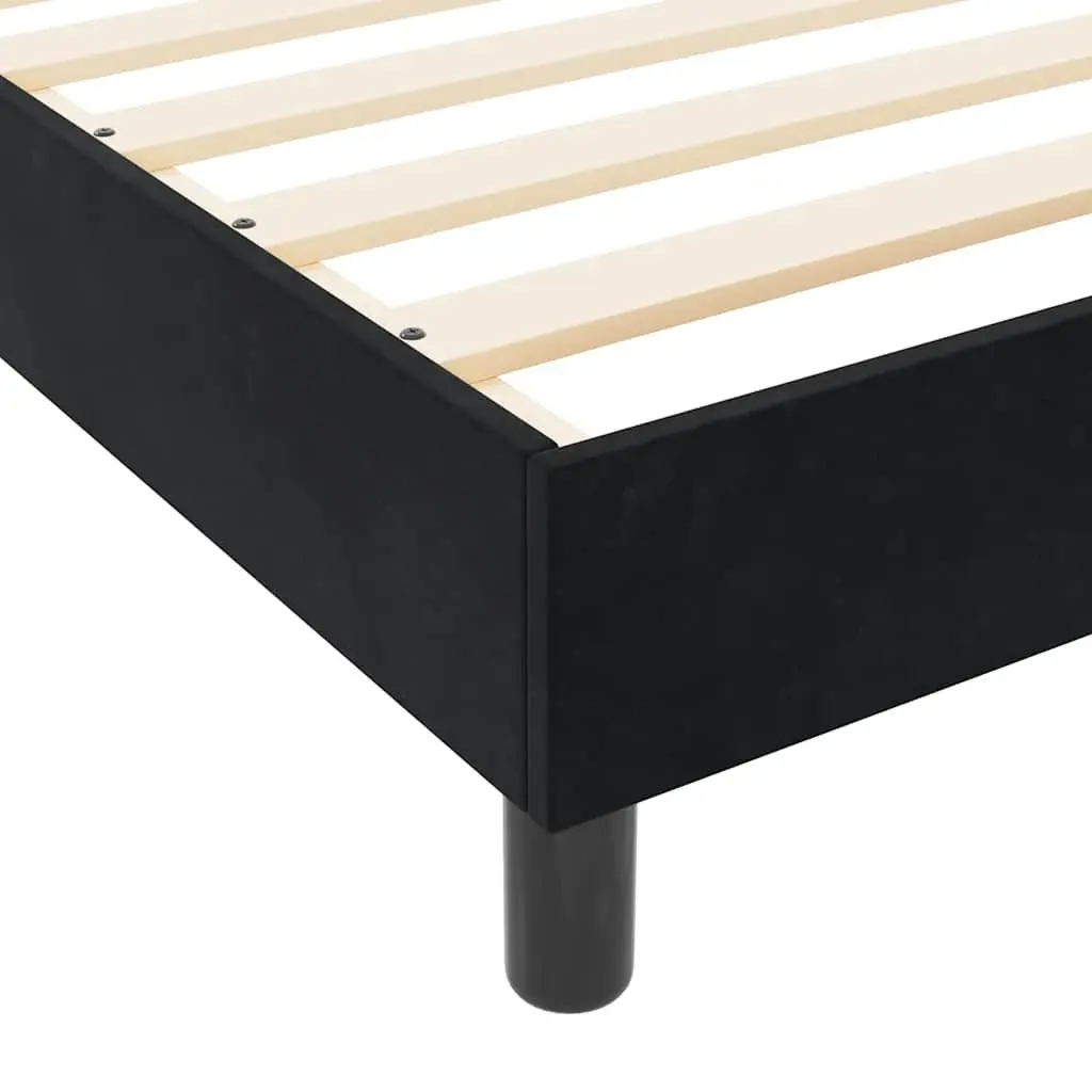 Black Bed Frame with Velvet Headboard 152 x 203 cm