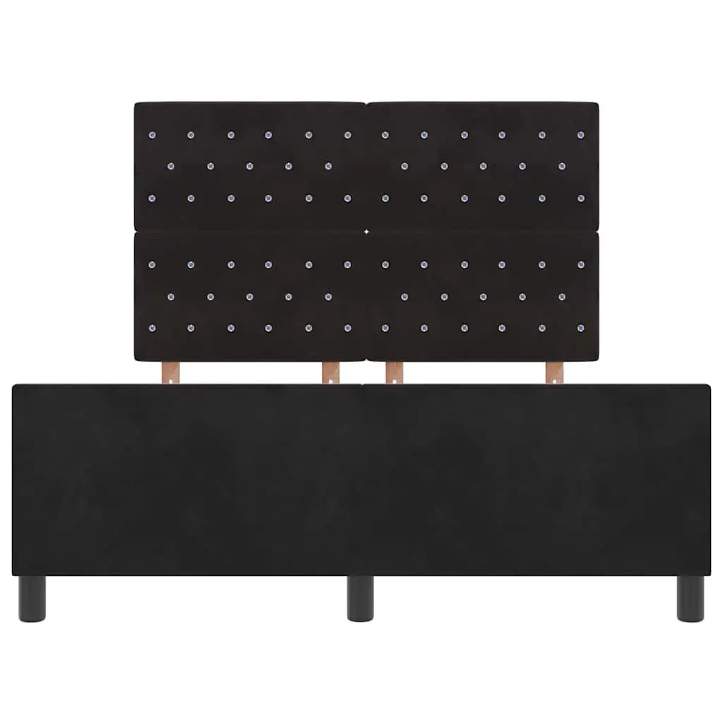 Black Bed Frame with Velvet Headboard 152 x 203 cm