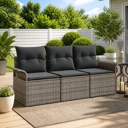 Comfortable 3-Piece Outdoor Sofa Set in Grey