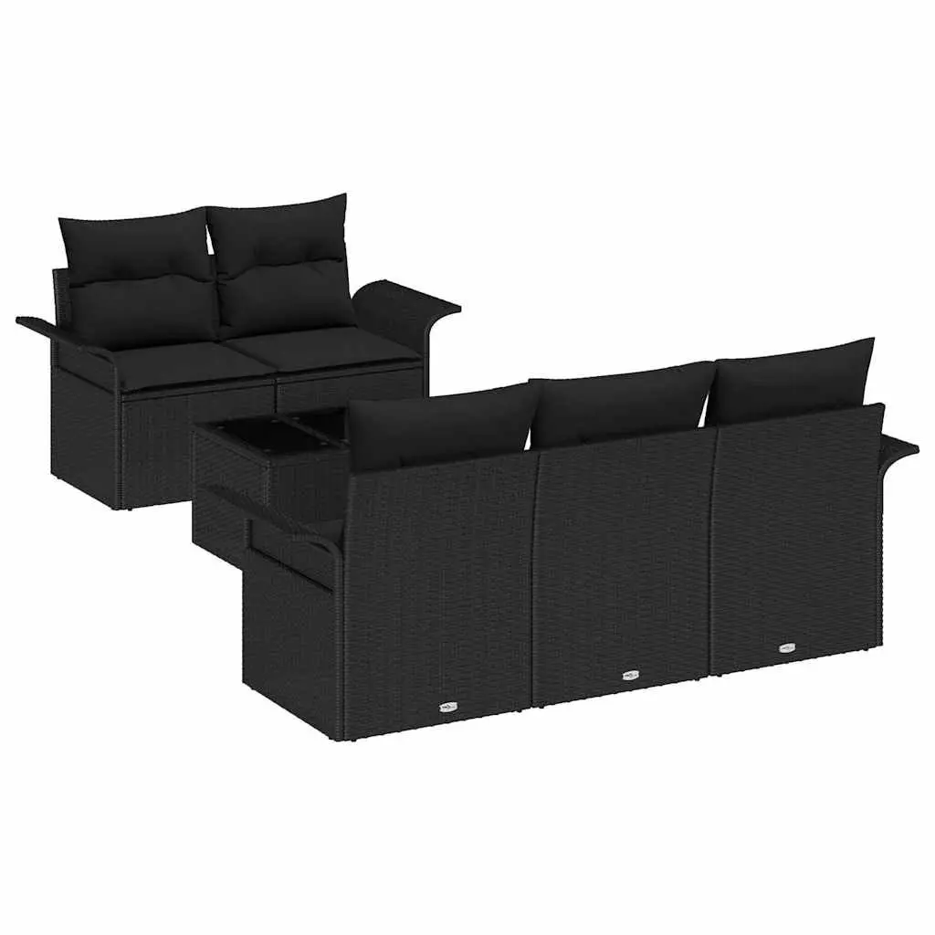 Outdoor Garden Sofa Set Modular Poly Rattan Furniture 6 Piece Black