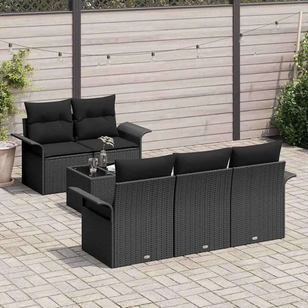 Outdoor Garden Sofa Set Modular Poly Rattan Furniture 6 Piece Black