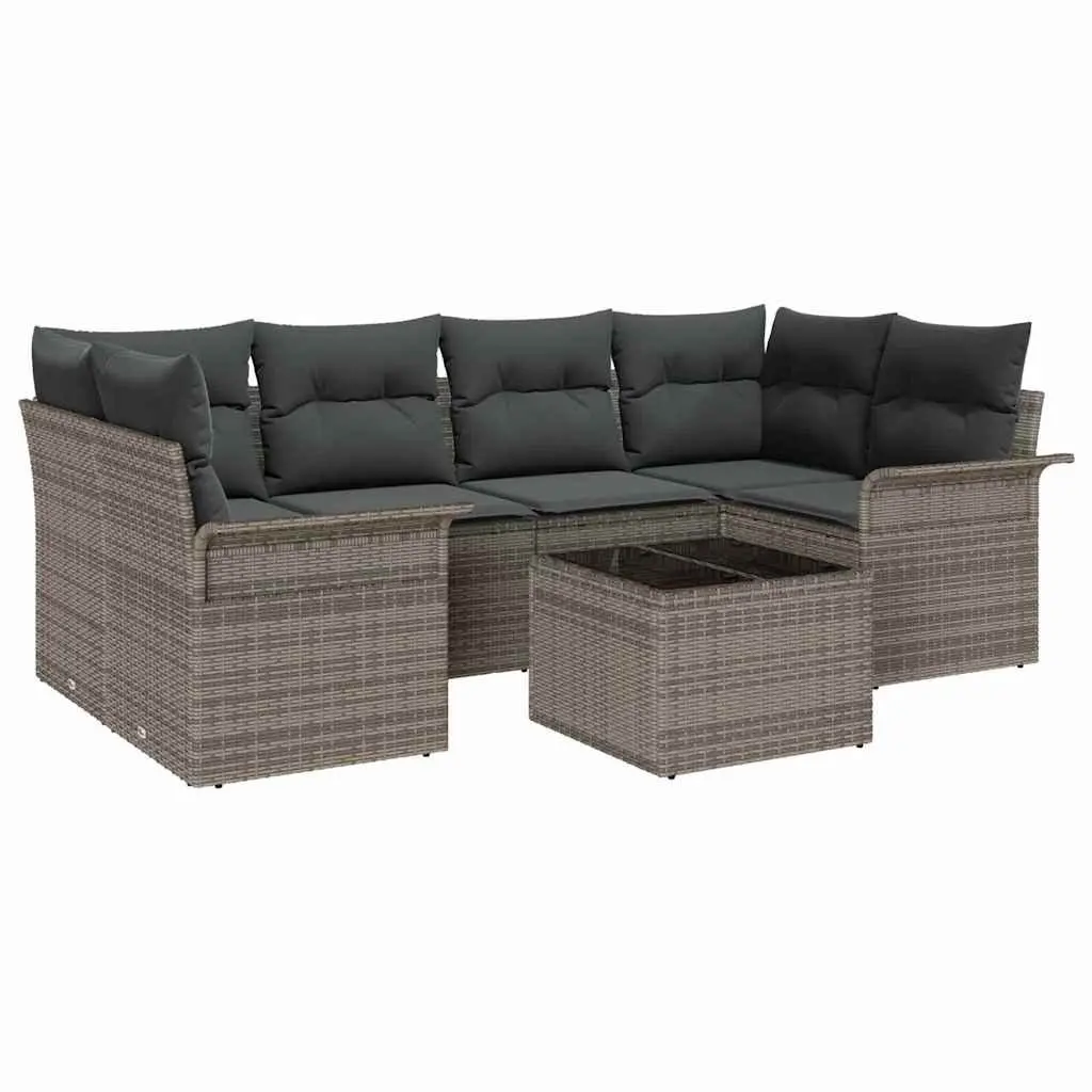 Garden Sofa Set 7 Piece Modular Seating Grey Outdoor Furniture Patio