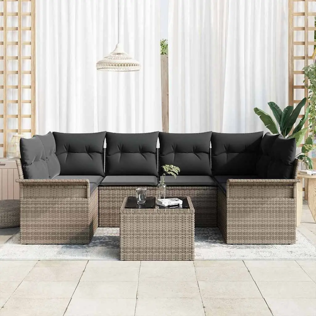 Garden Sofa Set 7 Piece Modular Seating Grey Outdoor Furniture Patio
