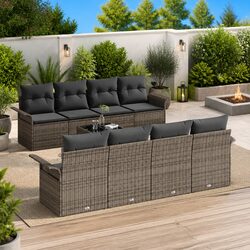 Comfortable 9-Piece Grey Outdoor Sofa Set with Storage