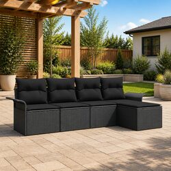 Value-Driven 5-Piece Black Outdoor Sofa Set with Cushions