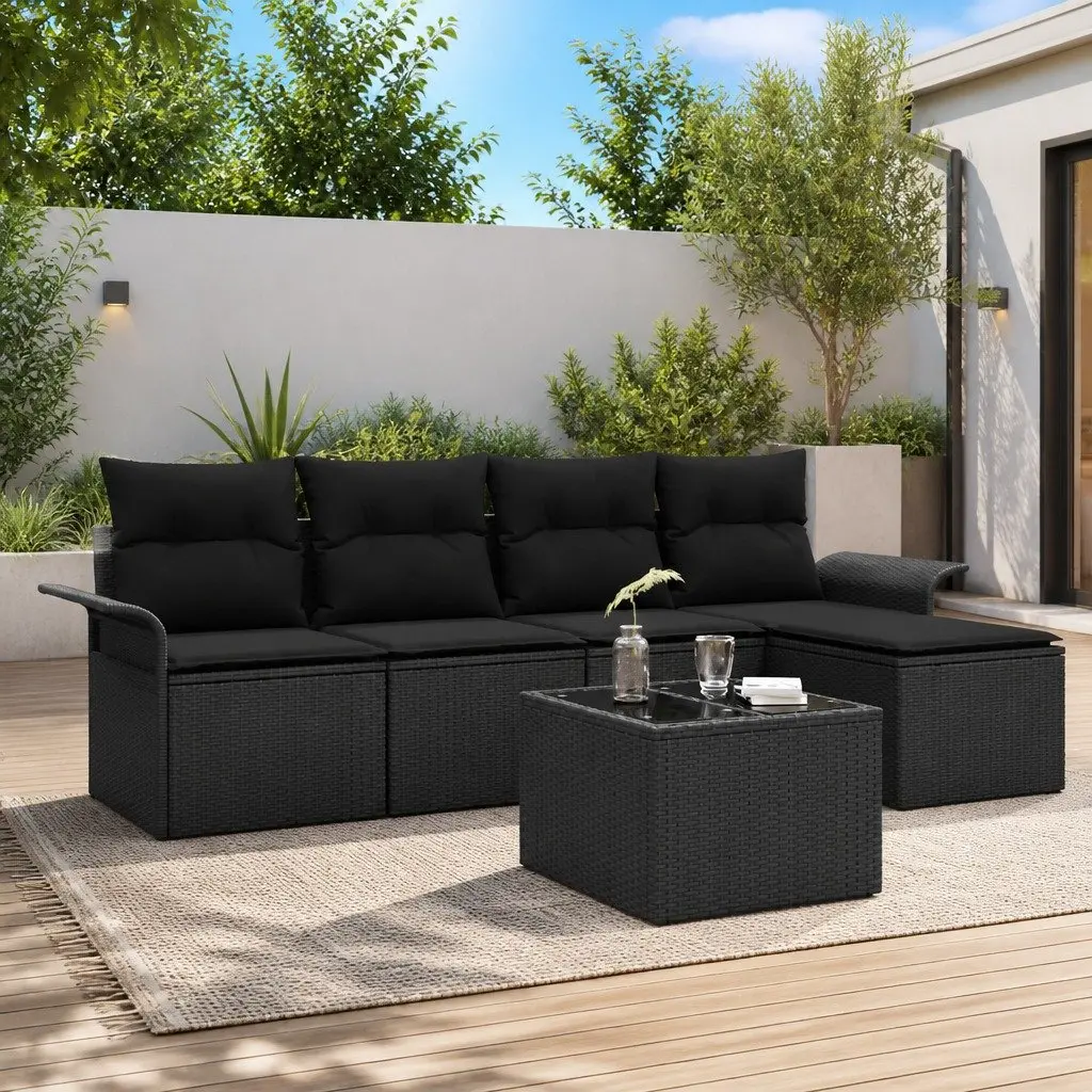 6-Piece Outdoor Sofa Set in Black