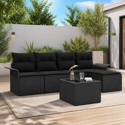Practical 6-Piece Outdoor Sofa Set in Black