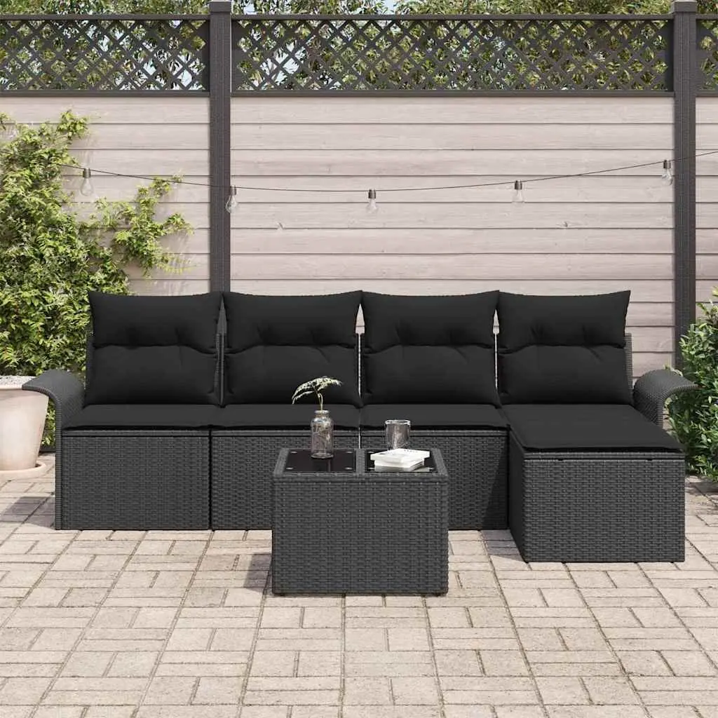 6-Piece Outdoor Sofa Set in Black