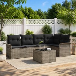Reliable Grey Garden Sofa Set - 6 Pieces with Cushions