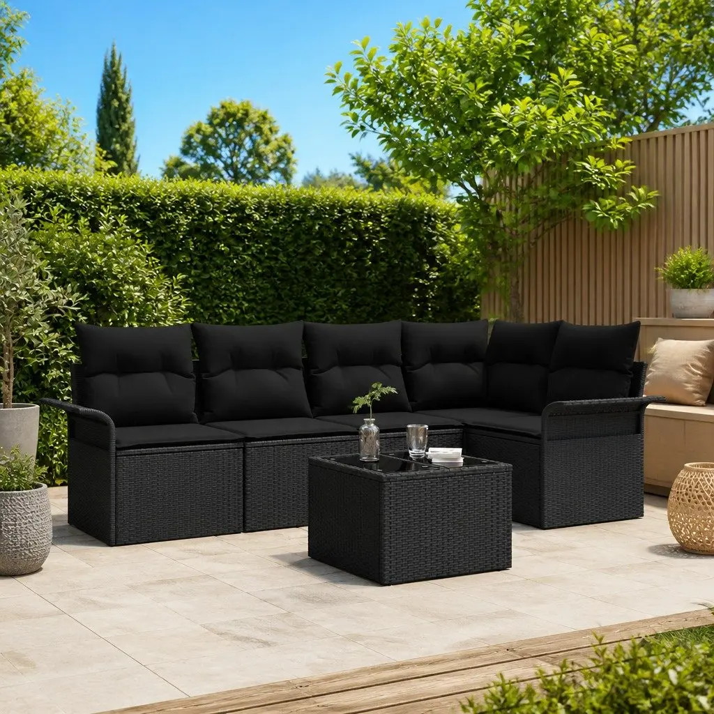 6-Piece Poly Rattan Sofa Set for Outdoor Use