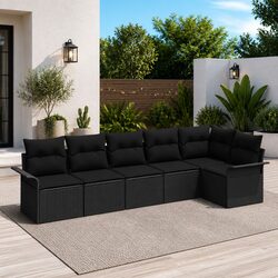 Practical and Stylish 6-Piece Black Rattan Sofa Set