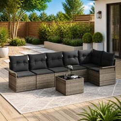 Warm and Inviting 7-Piece Grey Sofa Set for Outdoors