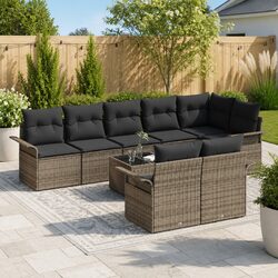 Practical Grey Garden Sofa Set - 9 Pieces Included