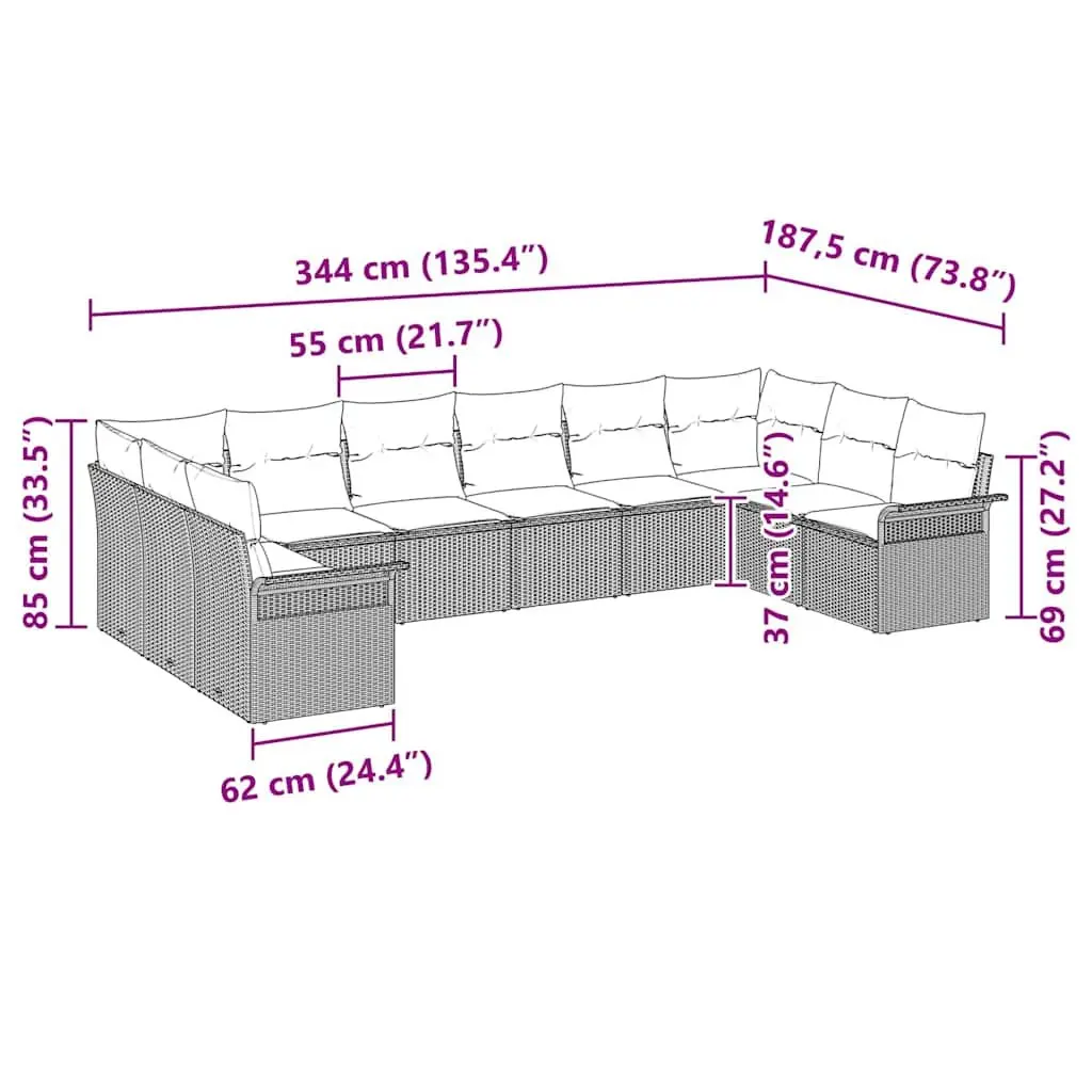 10 Piece Garden Sofa Set