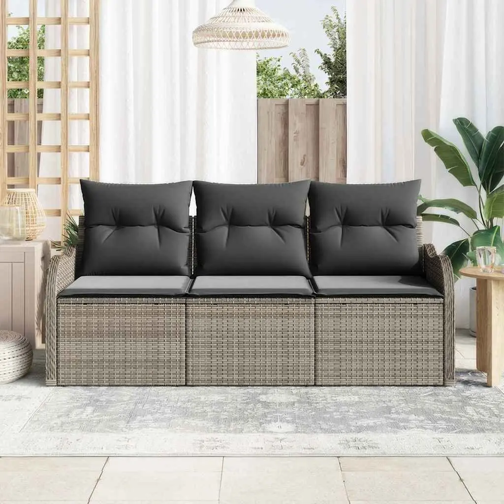 Garden Sofa Set Outdoor Furniture Modular 3 Piece Grey Poly Rattan Patio Lounge Seating