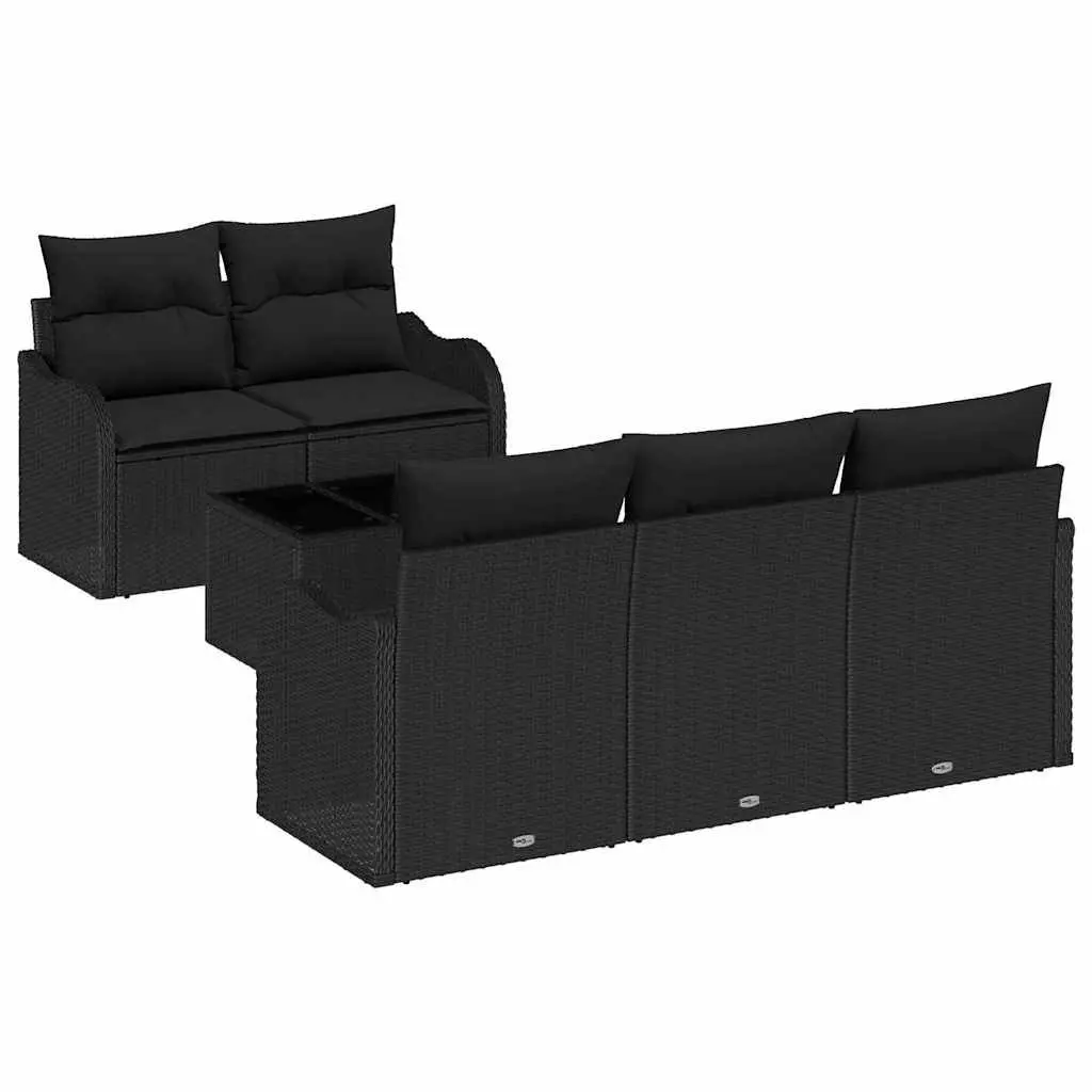 Garden Sofa Set Modular Outdoor Furniture Black Poly Rattan Seating