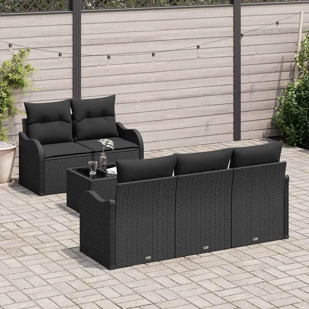 Garden Sofa Set Modular Outdoor Furniture Black Poly Rattan Seating