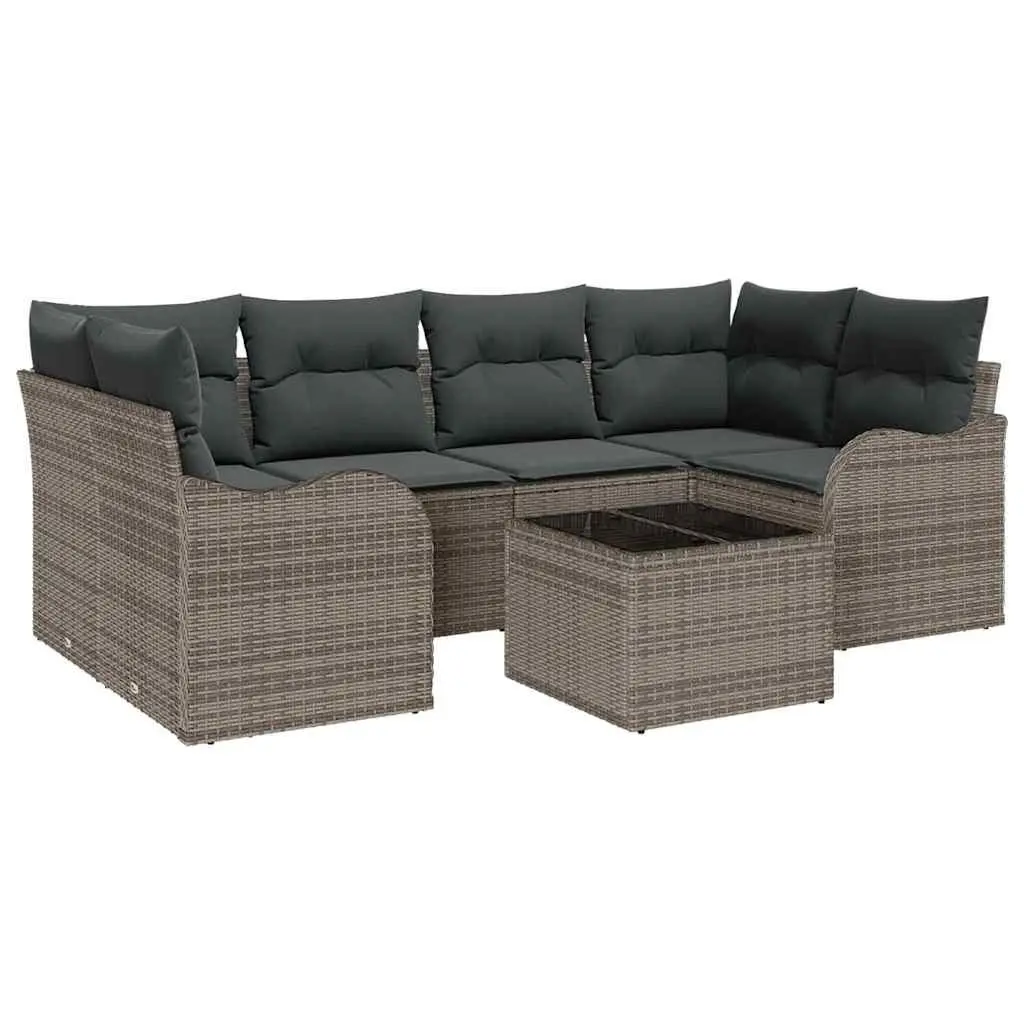 Garden Sofa Set Modular Seating Outdoor Use Grey Poly Rattan