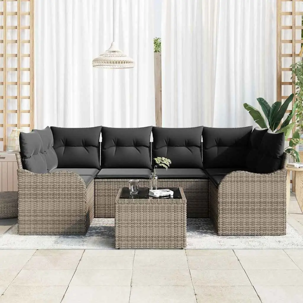 Garden Sofa Set Modular Seating Outdoor Use Grey Poly Rattan