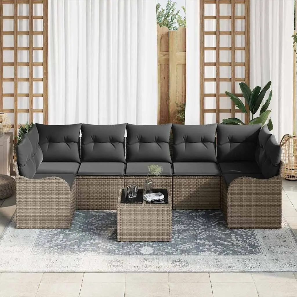 Outdoor Garden Sofa Set Grey Modular Poly Rattan Patio Seating Corner Lounge