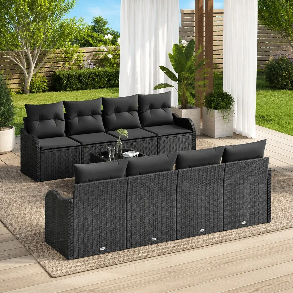 Black Rattan Garden Sofa Set for Entertaining
