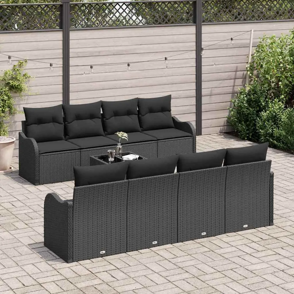 Black Rattan Garden Sofa Set for Entertaining