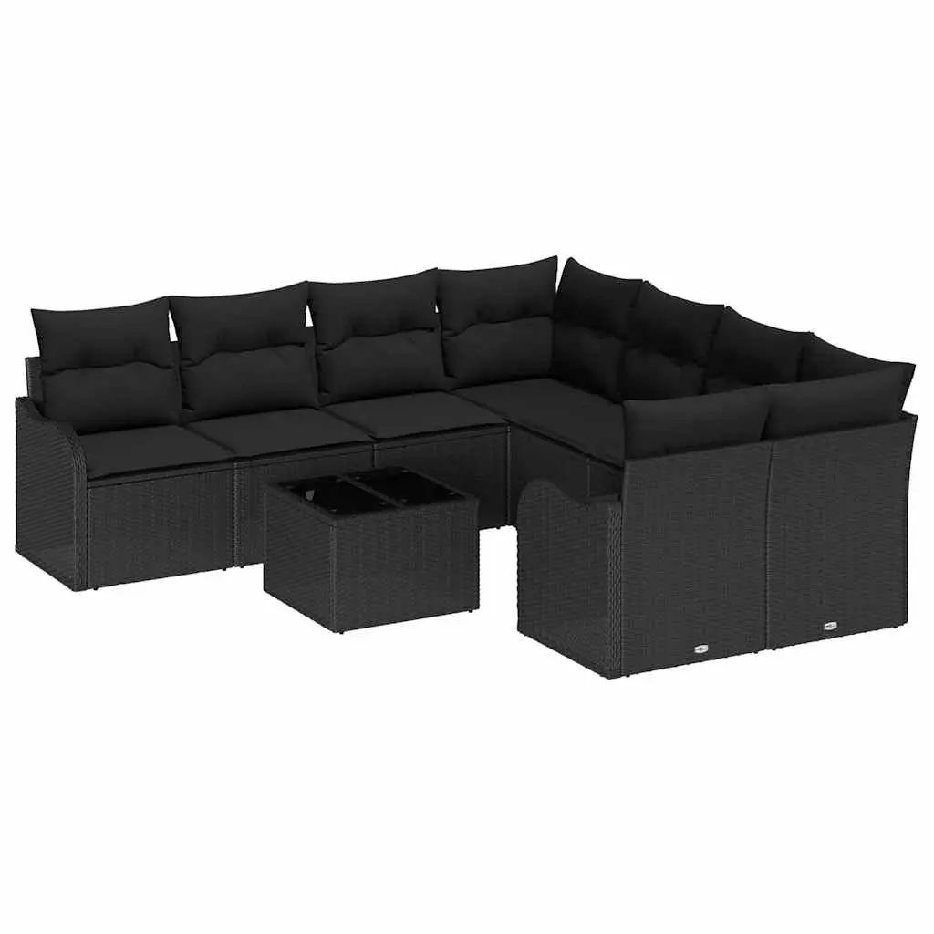 Garden Sofa Set Modular Outdoor Seating 9 Piece Black
