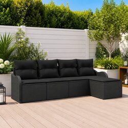 Reliable Black Garden Sofa Set with Comfortable Cushions