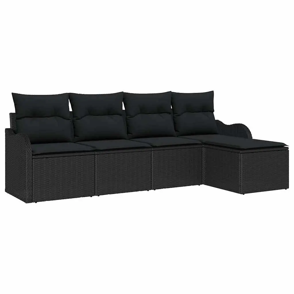 Garden Sofa Set Black Poly Rattan Outdoor Furniture Modular Patio Lounge Terrace
