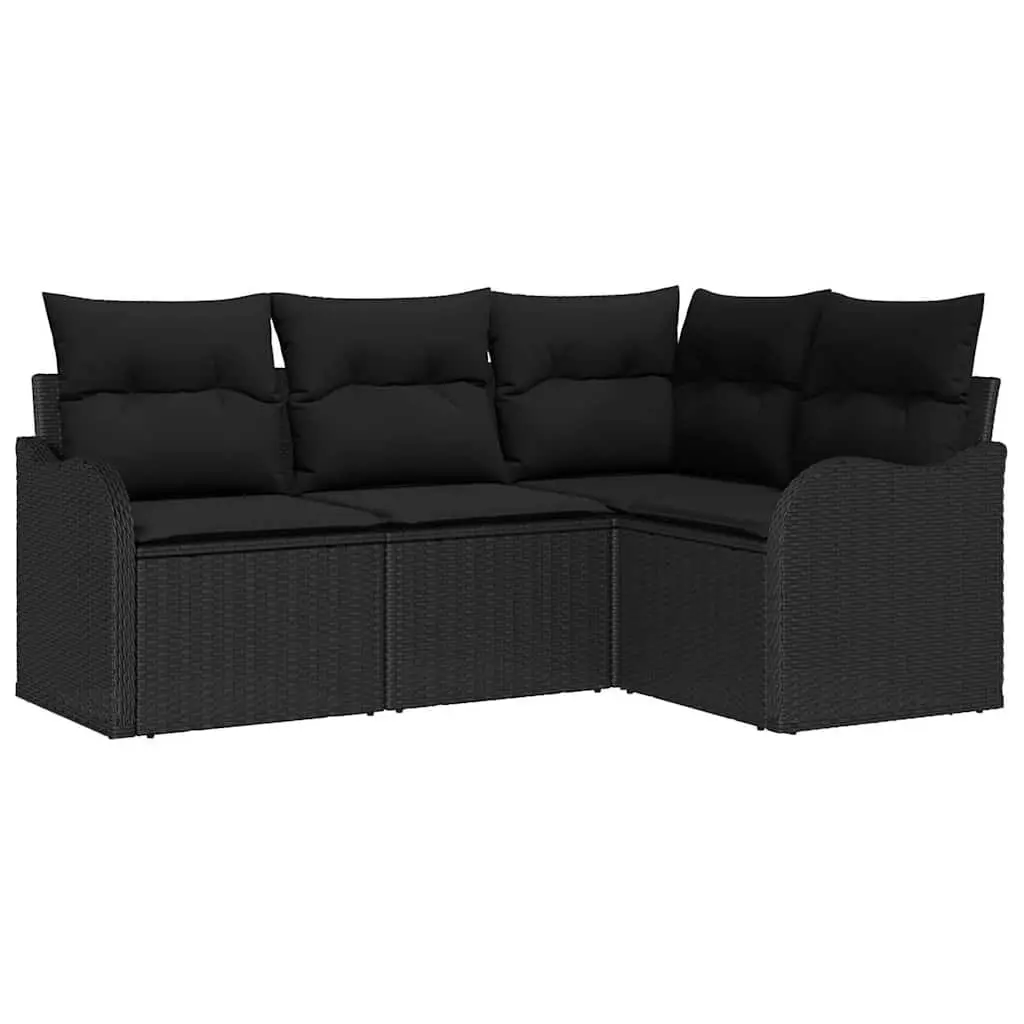Garden Sofa Set Black Poly Rattan Outdoor Furniture Modular Seating Lounge Suite