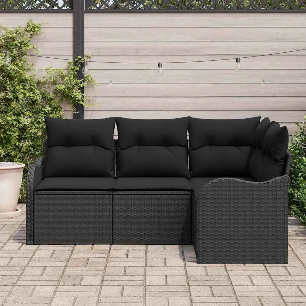 Garden Sofa Set Black Poly Rattan Outdoor Furniture Modular Seating Lounge Suite
