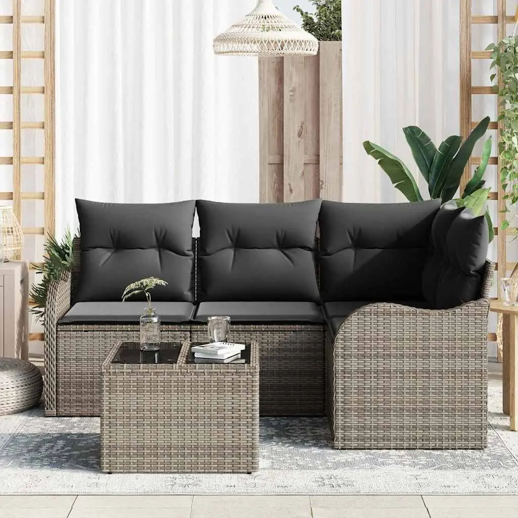 Garden Sofa Set Outdoor Furniture Modular Grey Poly Rattan Patio Seating