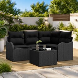 Practical Black Modular Sofa Set for Outdoor Living