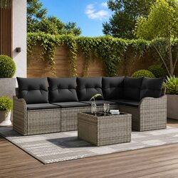 Comfort and Value with Our 6-Piece Grey Garden Sofa Set