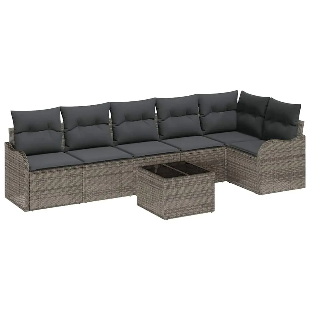 Garden Sofa Set Grey Poly Rattan Modular Outdoor Furniture Seating Terrace