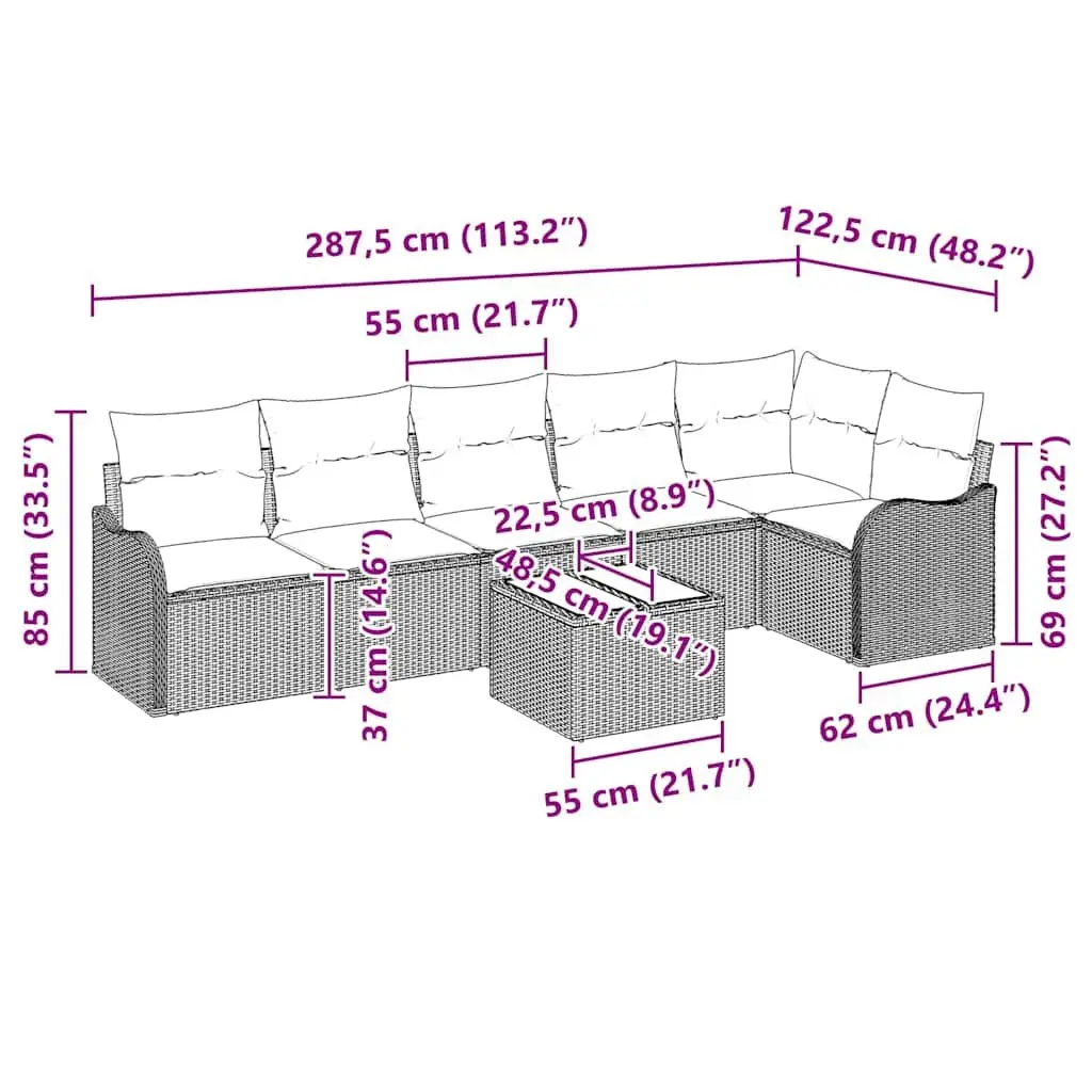 Garden Sofa Set Grey Poly Rattan Modular Outdoor Furniture Seating Terrace