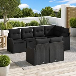 Comfortable Black Poly Rattan Garden Sofa Set for Relaxation