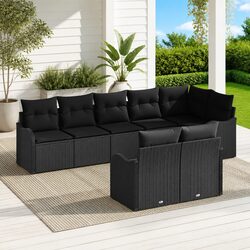 Comfortable 8-Piece Black Lounge Set