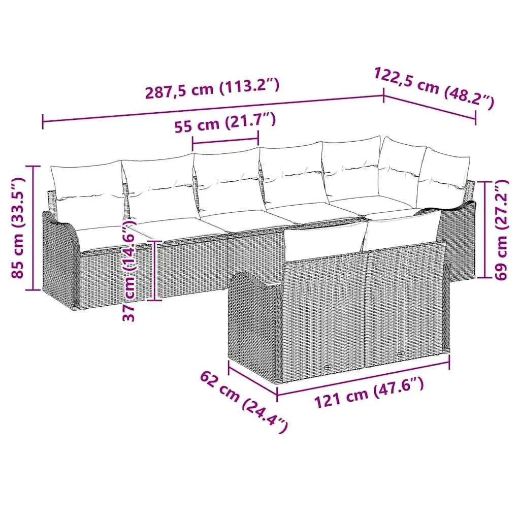 Outdoor Garden Sofa Set Modular Lounge Furniture 8 Piece Black Poly Rattan