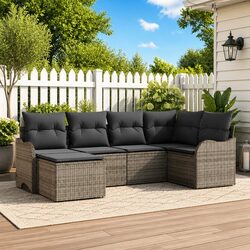 Comfortable 6-Piece Grey Garden Sofa Set for Your Home