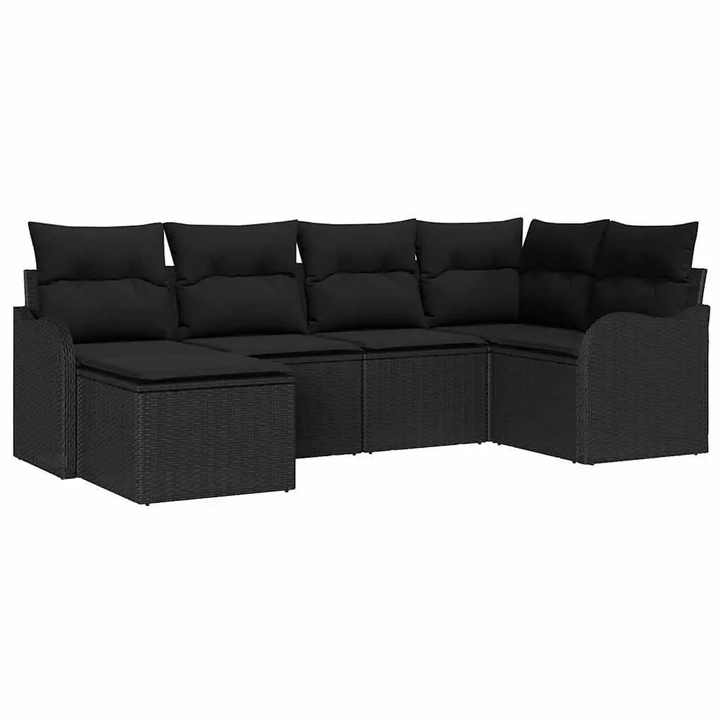 Garden Sofa Set Outdoor Furniture 6 Piece Modular Black Rattan Patio Lounge Suite