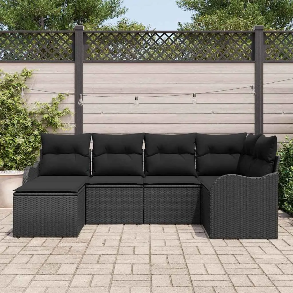 Garden Sofa Set Outdoor Furniture 6 Piece Modular Black Rattan Patio Lounge Suite