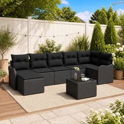 Comfortable and Stylish Black Rattan Sofa Set for Gardens