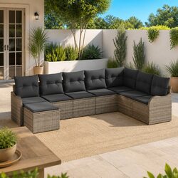 Reliable 8-Piece Grey Outdoor Sofa Set for Your Garden